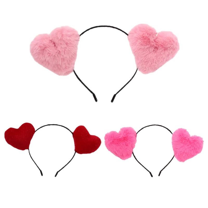 Love Heart Headband Plush Hairband Female Hairhoop Festival Gathering Headpiece Valentine Love Hairband Hair Decors