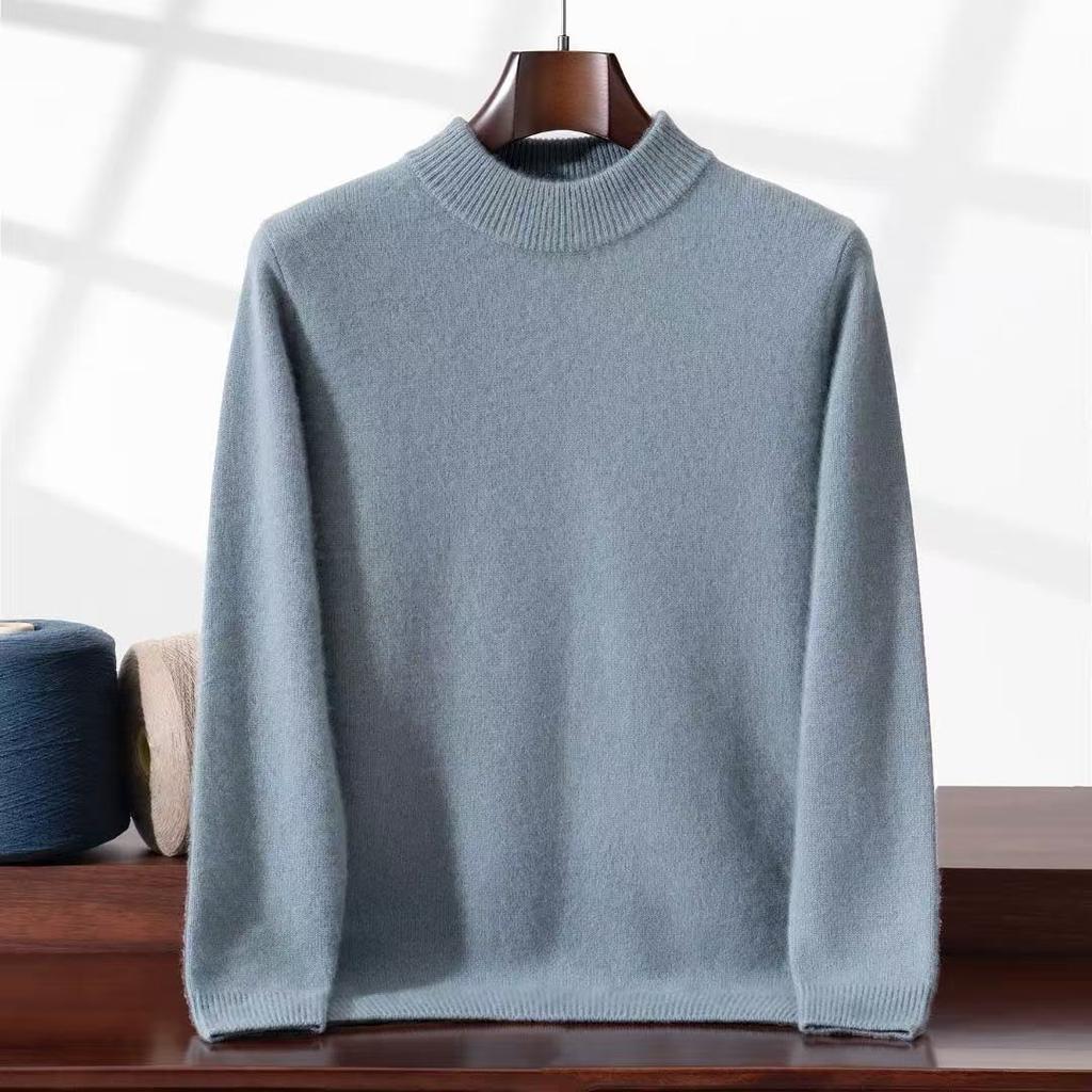 New thickened cashmere sweater semi-turtleneck sweater with cashmere bottoming knitted sweater
