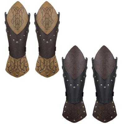 Medieval Arm Gauntlets Elven Arm Guard Cosplay Costume PU Leather Arm Bracers Role Playing Armband for Stage Performers
