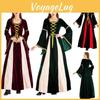 Bezauberndes schwarzes Vintage mittelalterliches Hof-Cosplay-Maxikleid für Halloween-Events