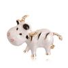 Blucome Latest Lovely Milk Cow Shape Brooch Zircon Animal Jewelry for Children Collar Scarf Pins