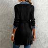 Women's Fashionable Casual Denim Patchwork Long,sleeved Collared Button Dress