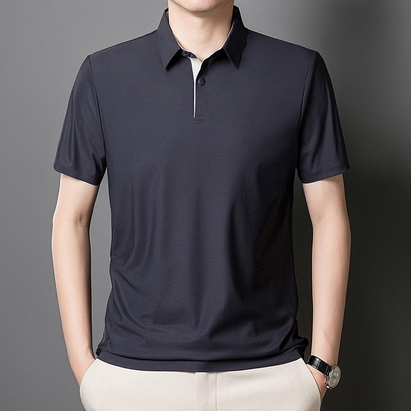 Short Sleeved Polo Shirt Men's Short Sleeved T-shirt Men's Solid Color Short Sleeved Pullover Sweatshirt Simple Polo Shirt Men's Short Sleeved T-shirt