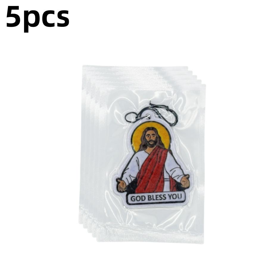 5pcsJesus Car Air Freshener for Men and Women, Car Hanging Fragrance, Bathroom, Bedroom, Wardrobe, Shoe Cabinet, Fragrance Card,