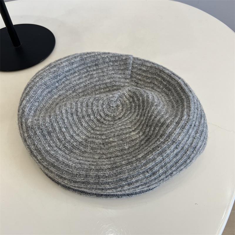 Women'S Wool Newsboy Cap - Autumn Winter Knitted Painter Hat, Solid Color Retro & Warm Fashion Accessory