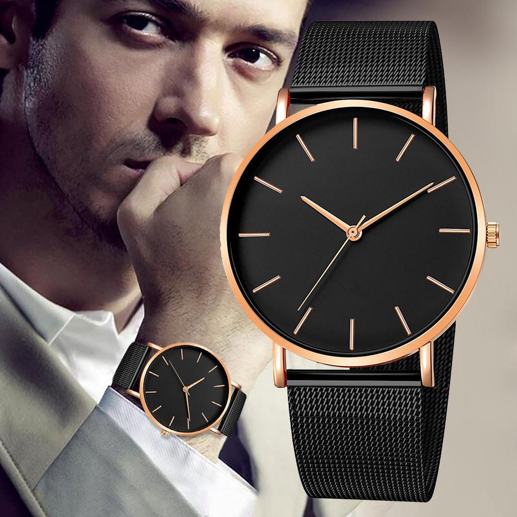 Montres à Quartz pour hommes et femmes, bracelet en acier en maille exquise, bracelet rétro