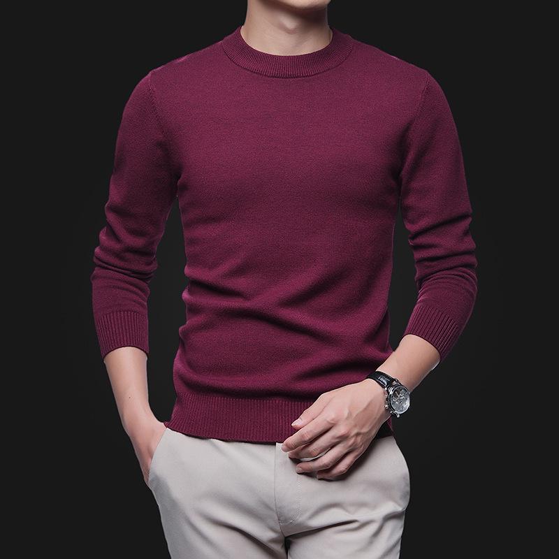 Korean Style Slim Fit Anti-Pilling Wool Sweater - Youth Casual Round Neck for Autumn & Winter