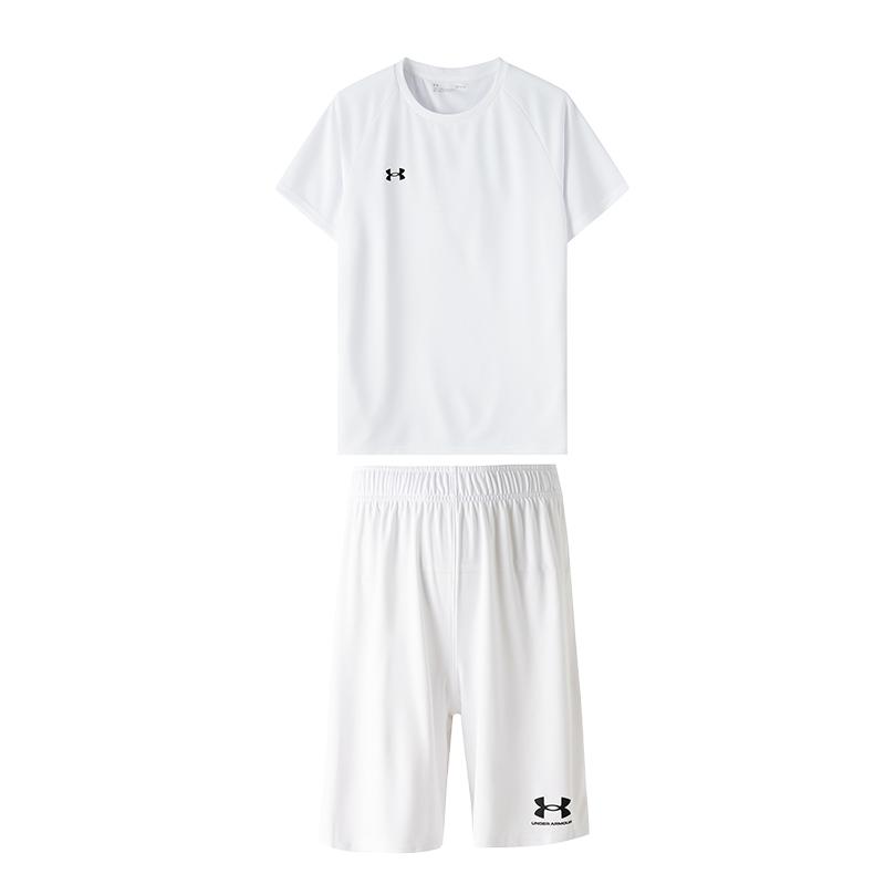Under Armour Set Sportivo Casual a Maniche Corte Traspirante ad Asciugatura Rapida con Coulisse 21500140-100+1372691-100