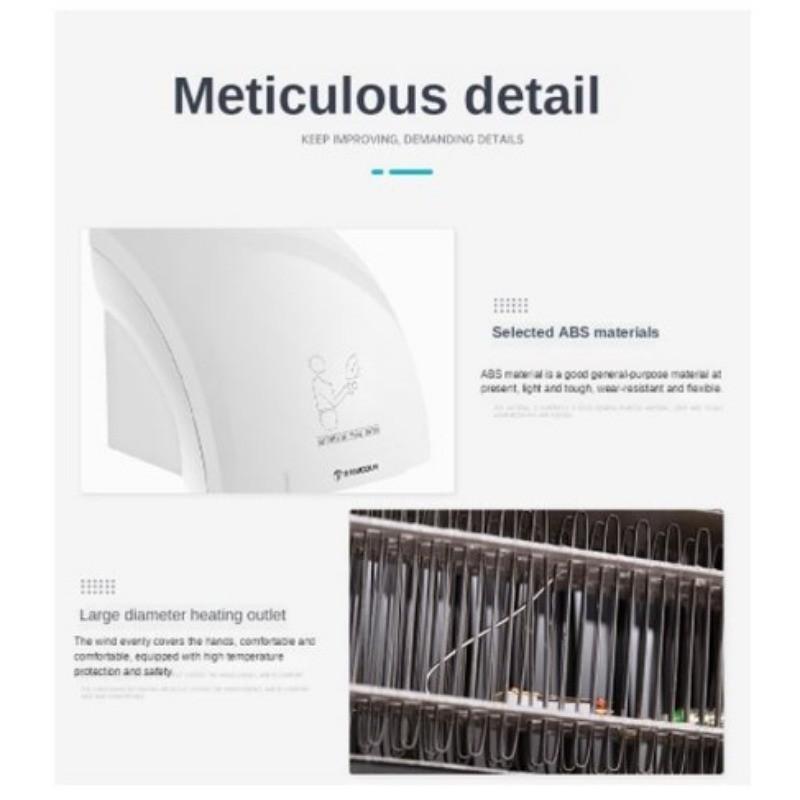 Automatic Induction Sense Hand Dryer Shopping Mall Wall-Mounted Hot Air Drying Machine Household Toilet Hand Drying Device