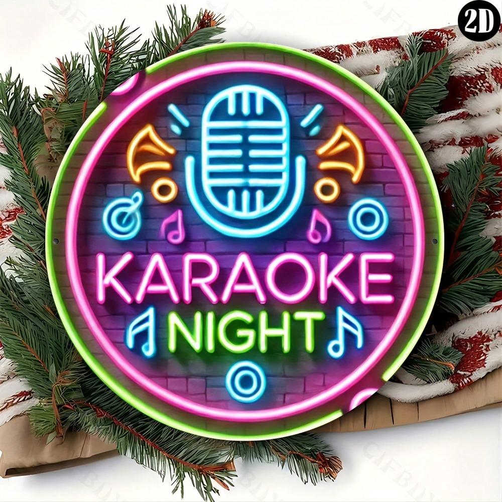 Karaoke Natt Rund Metall Väggdekor Kök Sovrum Vardagsrum Trädgård