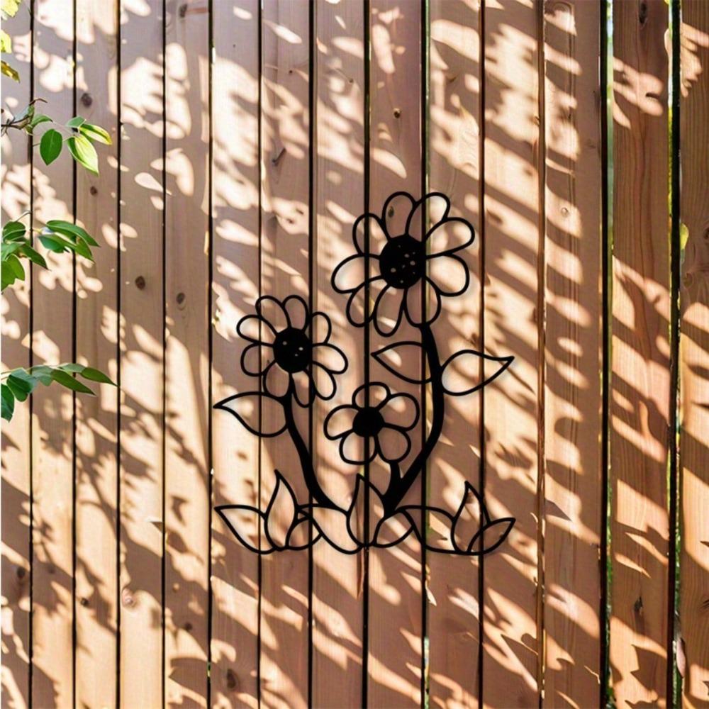 Wall Decor Daisy Flower Metal Art Black Minimalist Indoor Outdoor Housewarming Gift