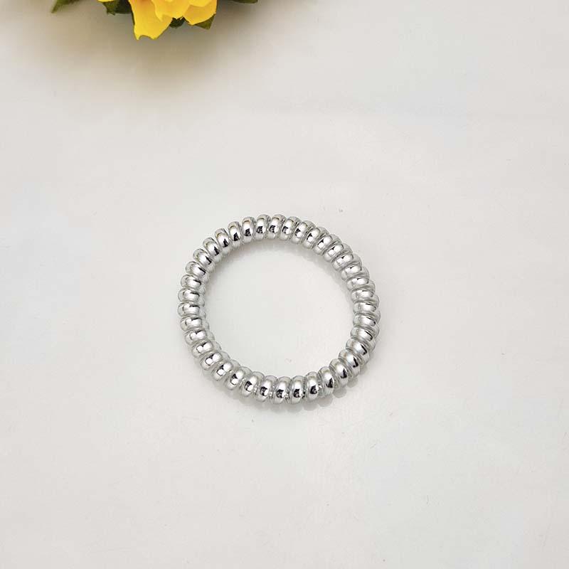 Silver Telephone Cord Hair Tie - Adult Seamless High Elastic Band Bracelet Hair Accessory