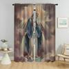 Set Of 2 Curtains Living Room Curtain Virgin Mary Home Interior Halloween Decoration Partition Shades With Mosquito Repellent Polyester Perfect For