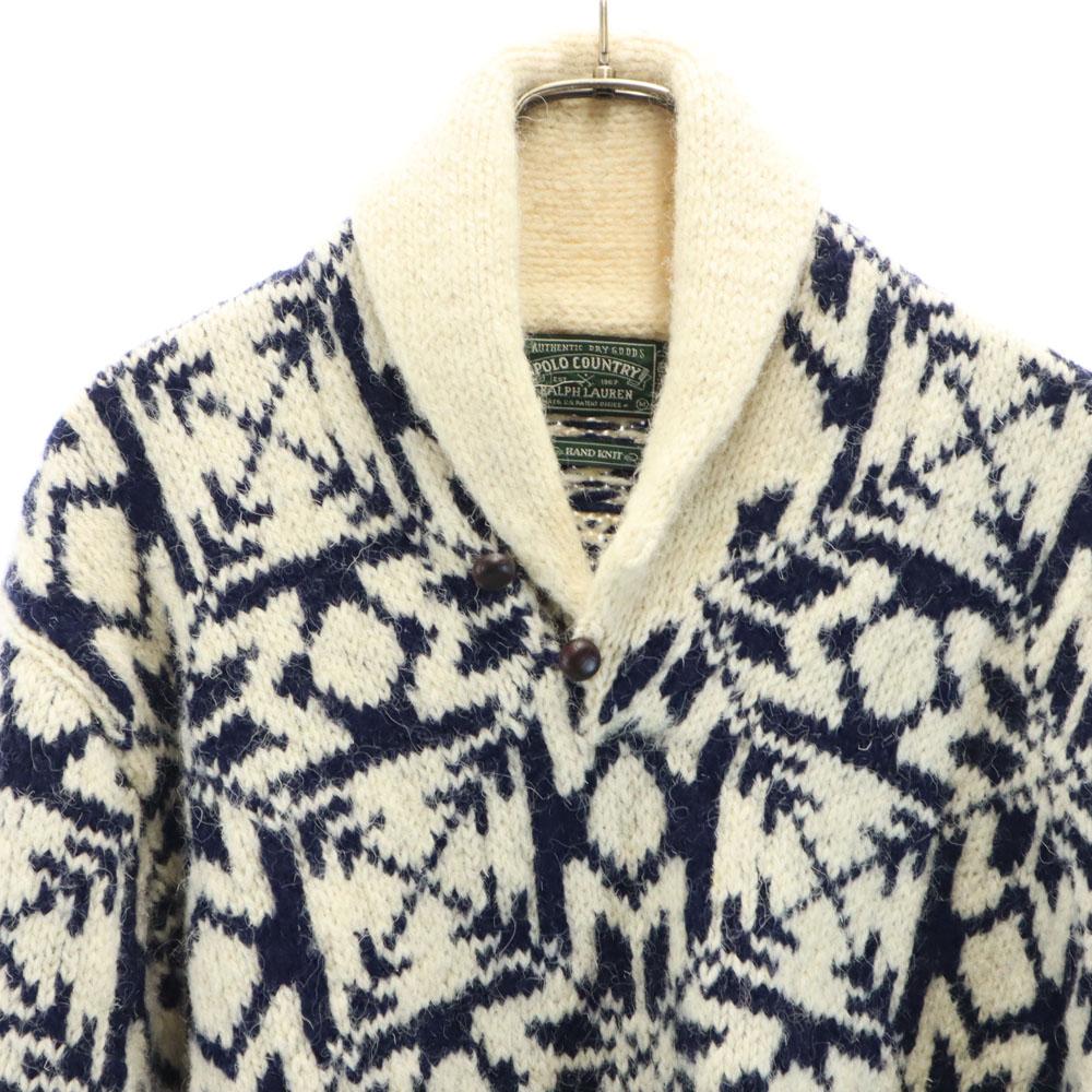 POLO COUNTRY RALPH LAUREN 90s Wool Old Hand Knit Nordic Pattern Long Sleeve Sweater Men's Used