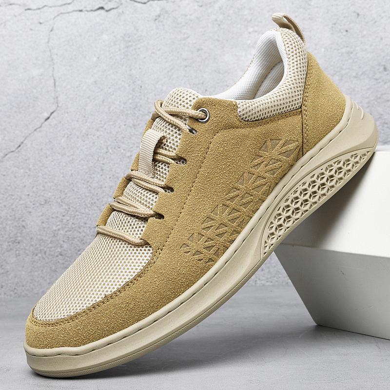 Neue Mode Board Schuhe Freizeitschuhe für Herren Mesh und Echtleder Sneakers Herren Flats Schuhe Übergröße 38-48 Laufschuhe
