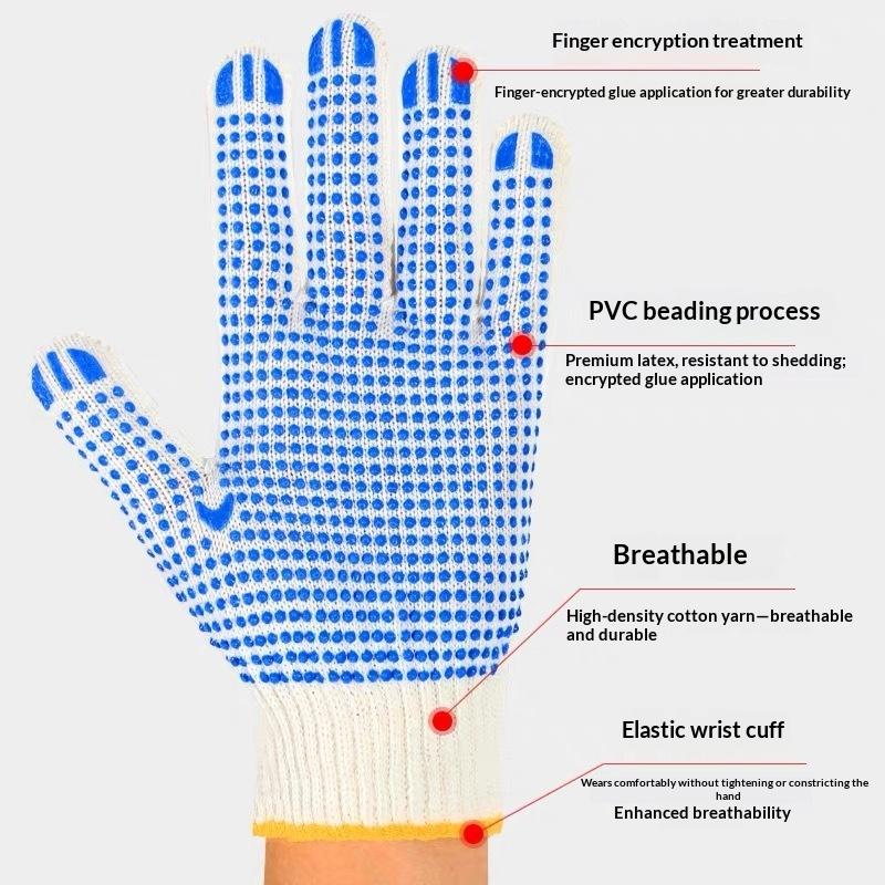 10Pairs Cotton Work Gloves With Anti-Slip Dots Grip Safety Gloves For Men Women Painter Gardening Garage Warehouse Construction