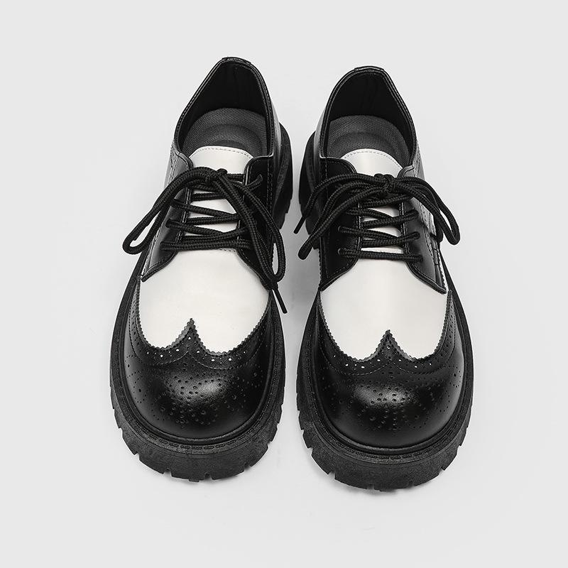 Fashion New Men's Low-top Thick-soled Men Shoes Casual Lace Up Wedding Men Shoes Platform Gentleman Derby Big Head Leather Shoes for Man