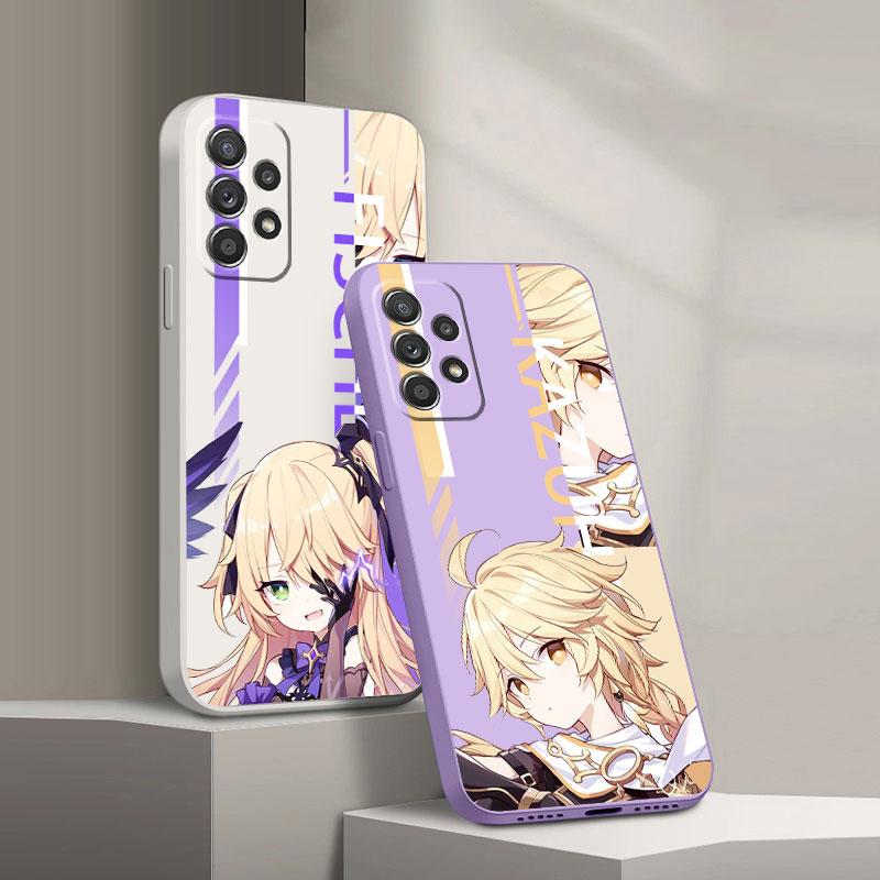 Husă pătrată lichidă pentru telefon pentru Samsung Galaxy A32 A52s A53 A42 A73 A13 A23 A33 A13 A12 A52 A72 A22 Genshin Impact People Cover