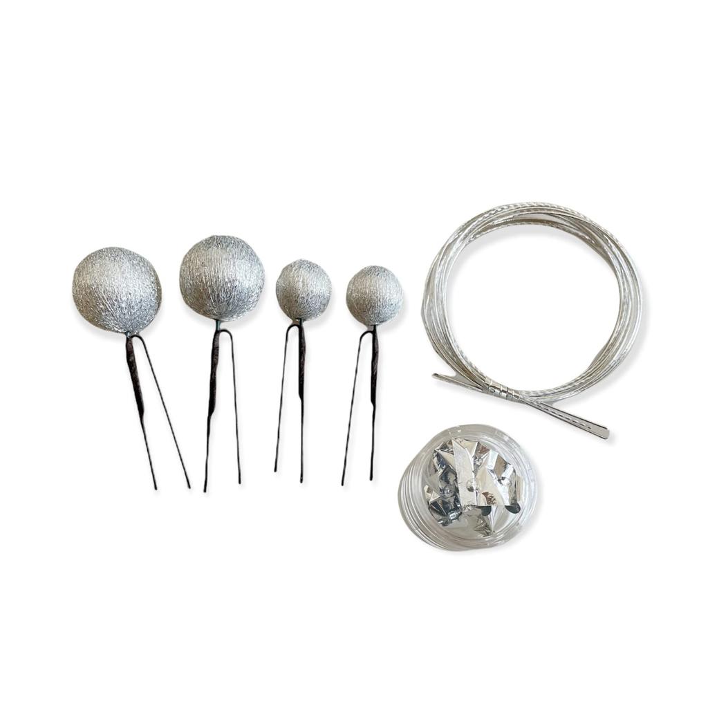 Japanese Traditional Silver Hair Ornament with Tamakanzashi and Mizuhiki Perfect for and Other Bridal Features Silver Strings. Coming-of-age