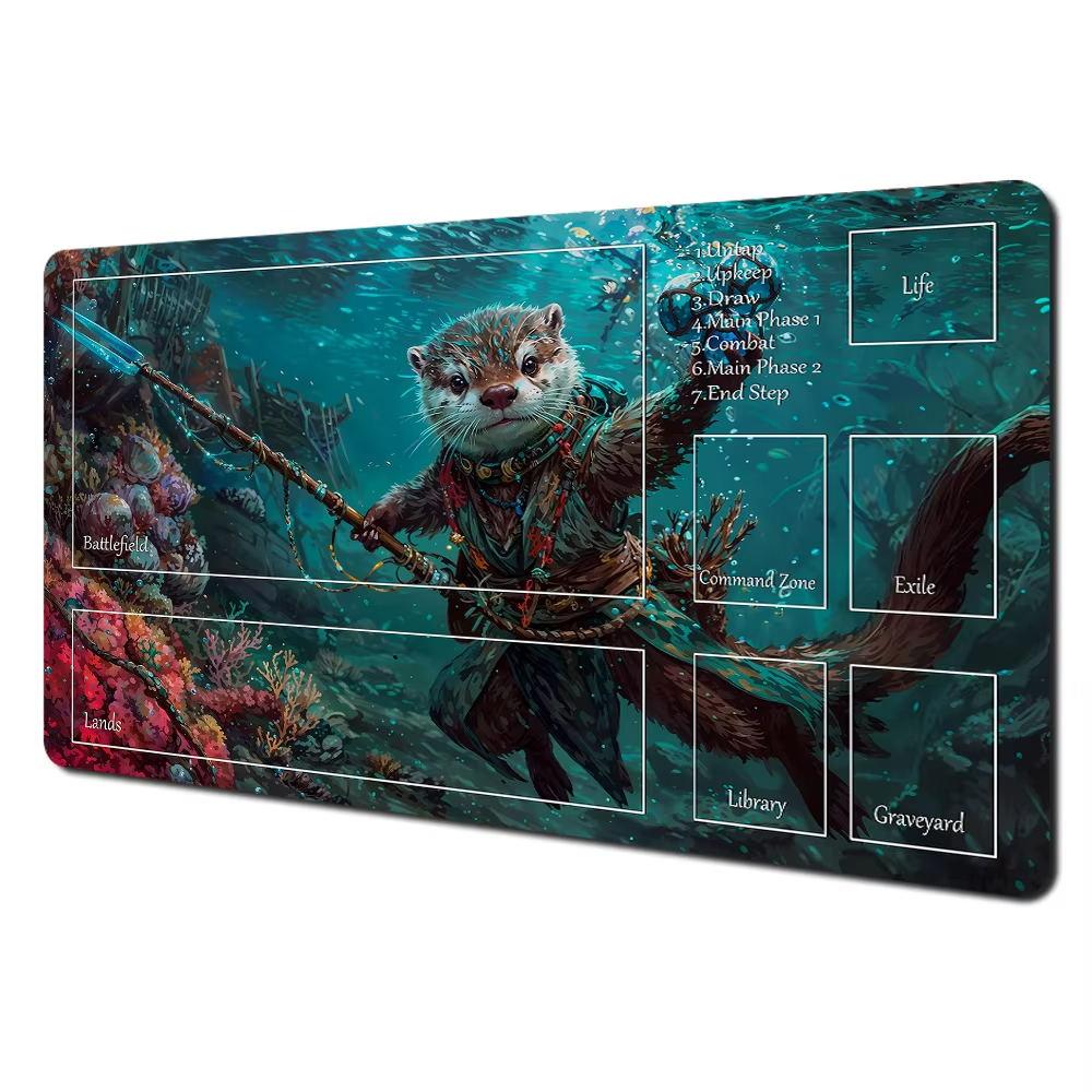 1pcs The Great Wave Off Kanagawa Zoned Mtg Playmat Large Locking Edge Nonslip Rubber Desk Mat For Tcg Commander Game