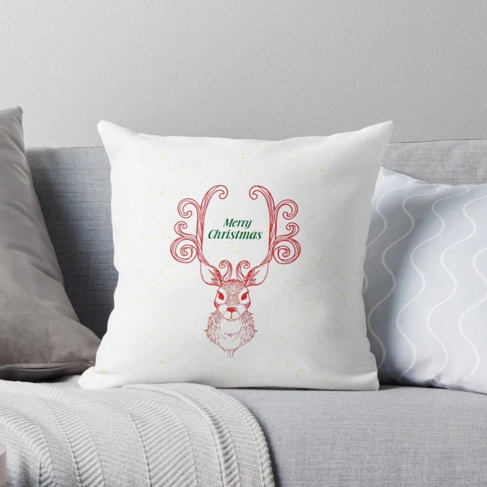 Merry Christmas Decoration Home Holiday Pillowcase Cushion Cover Autumn Modern Living Room Sofa Bed Pillowcase 60*60Cm
