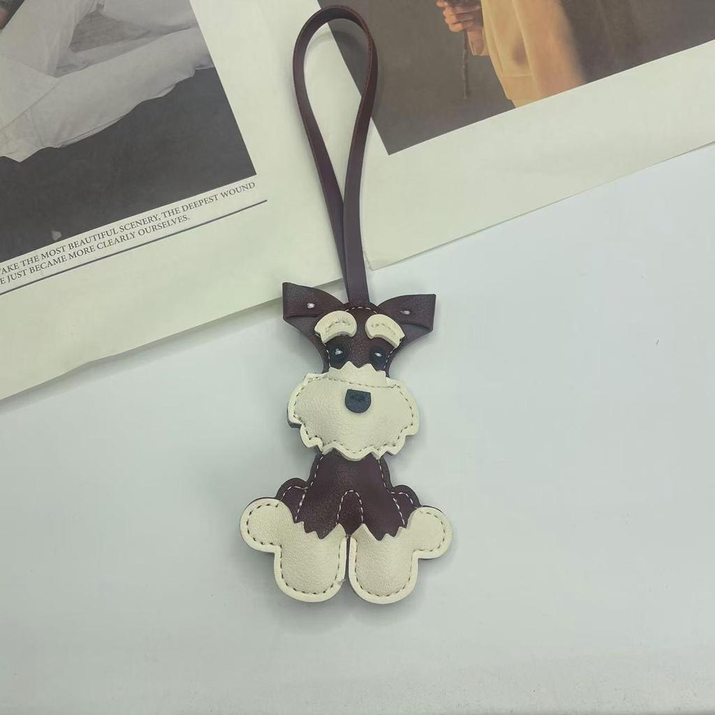 Schnauzer Puppy Leather Keychain Bag Charm