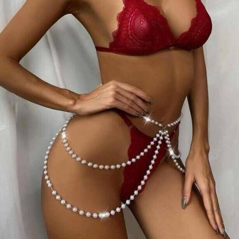 Mehrschichtige Kunstperlen Bauchkette Accessoire Damenschmuck Trendige Körperkette Ideal für Hochzeiten und den täglichen Gebrauch