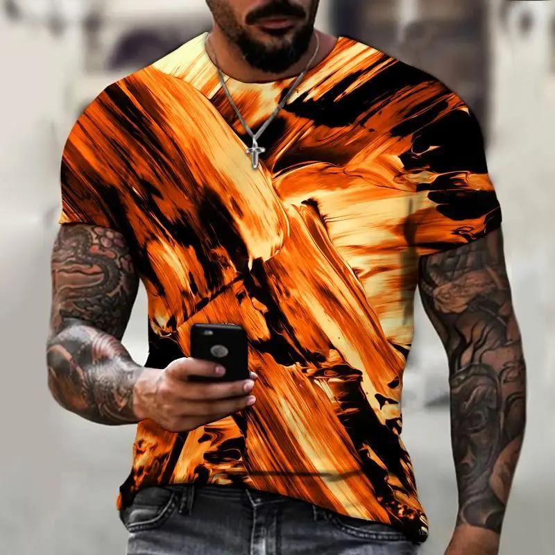 Brand Men's T-shirts Are Suitable for Men In Spring and Summer Colorful Printing 3D Stereo Art Street Sports Fitness