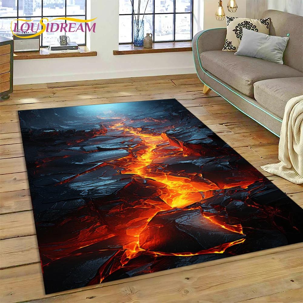 

Вулкан 3D Lava Magma Килимок для вітальні, спальні, домашній декор, підлоговий килимок, нековзка прикраса для дивана, кухонний килимок, подарунок 120*160cm