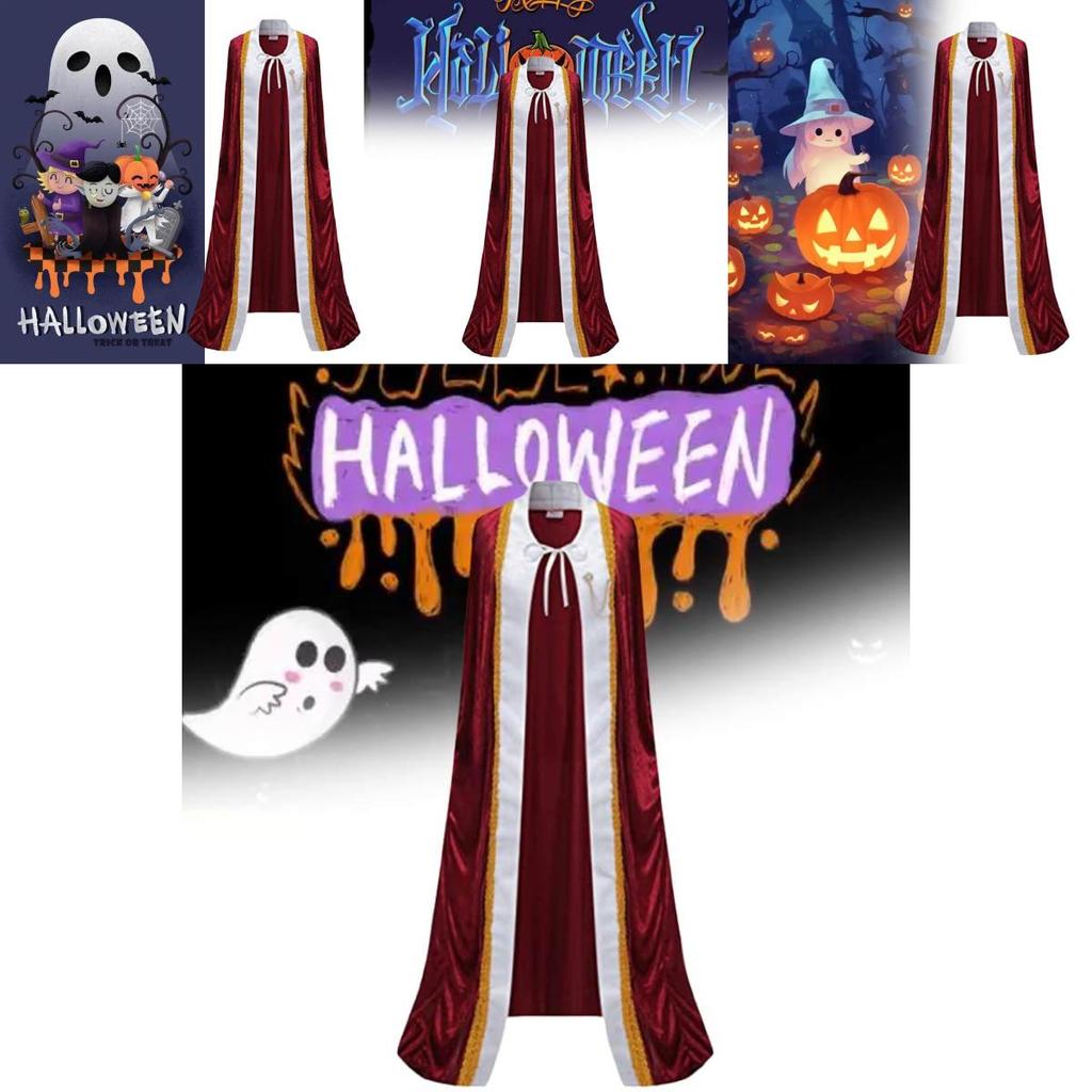 Unisex Velvet Halloween King Cape With Embroidery For Costume Parties
