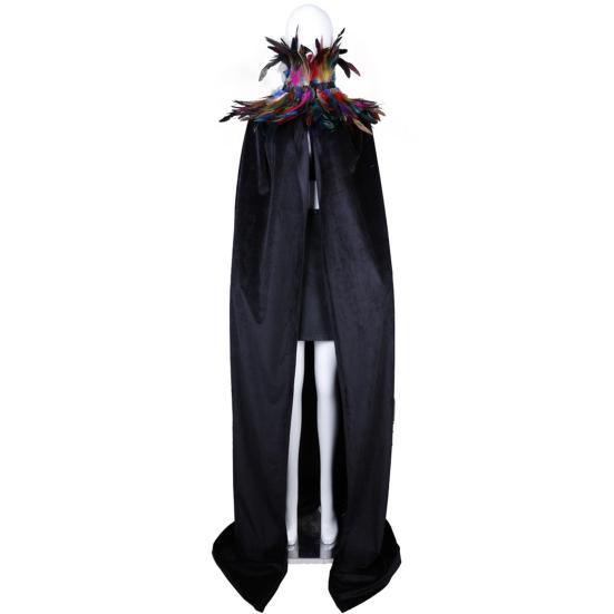 Halloween Shawl Velvet Fabric Demon Angel Costume Cloak Easy Strap Faux Feather Collar Halloween Cosplay Cloak