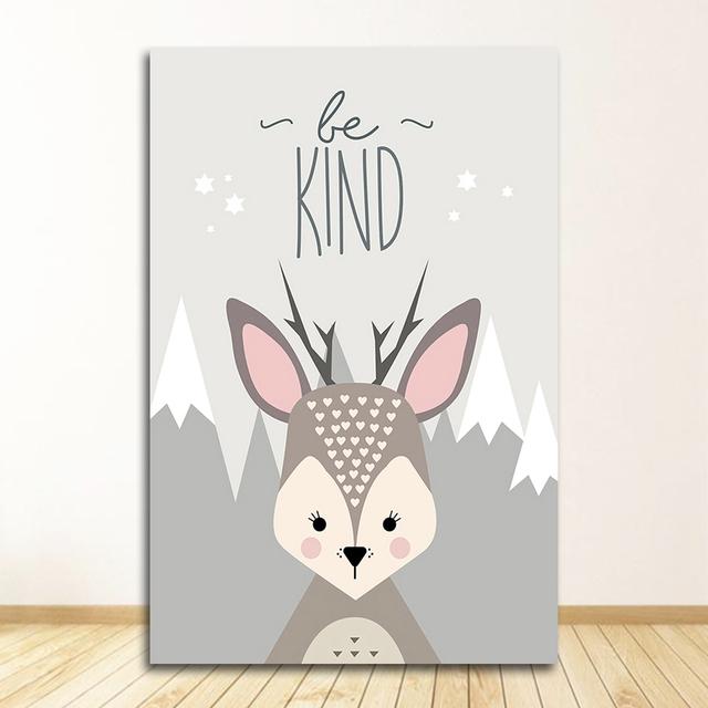 Wall Paintings Children Bedroom Home Decor Canvas Painting Cute Cartoon Fox Owl Deer Nordic Canvas Painting Art Print
