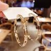 Luxury Female Big Hoop Earrings Fashion Gold Color Shiny Crystal Wedding Round Earrings Women’s Gift