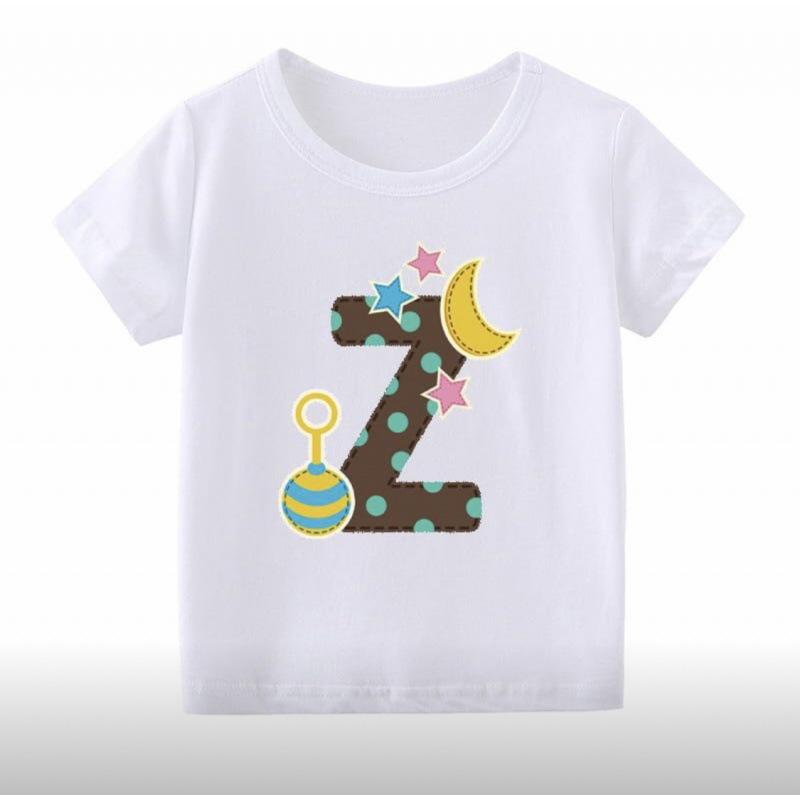 

Футболка с мультяшным принтом 26 букв английского алфавита, детская куртка 3XL