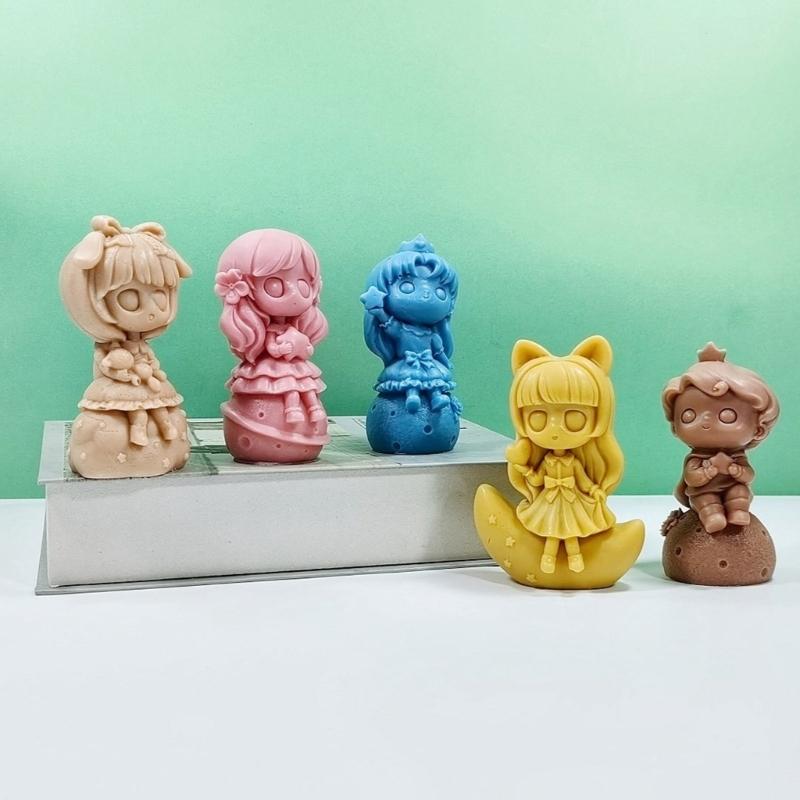 Princess Doll Candle Mold Silicone Gypsum Molds Desktop Decorations Handmade Scented Candle Making Wax Resin Soap Mould