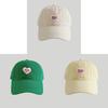 Korean Style Heart Embellished Baseball Cap Women Cotton Summer Sun Hat With Wide Brim