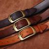 Men's Retro Embossed Leather Belt with Beveled Edge and Pin Buckle