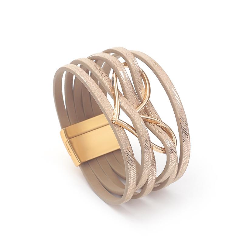 

Кожаный браслет в форме сердца для женщин, многослойный широкий браслет, женские ювелирные изделия, подарки