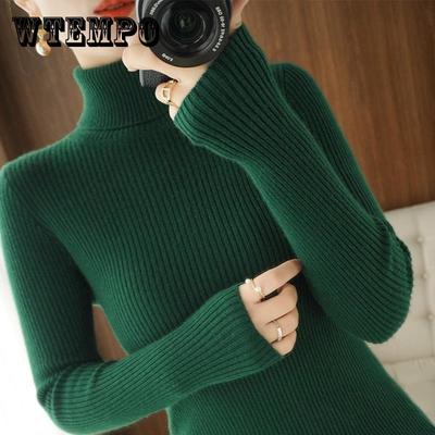 Pull à col roulé pour femme, couleur unie, chaud, à manches longues, automne et hiver