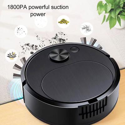 Automatic Vacuum Cleaner Low Noise Rechargeable 3 In 1 Intelligent Sweeping Robot for Hair Dust Stain Black