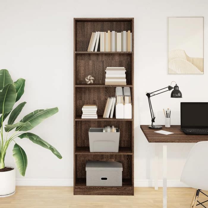 VidaXL Bibliothèque chêne marron 60x24x176 cm bois d'ingénierie, étagère à livres, porte-livres, support à livres, armoire 857827