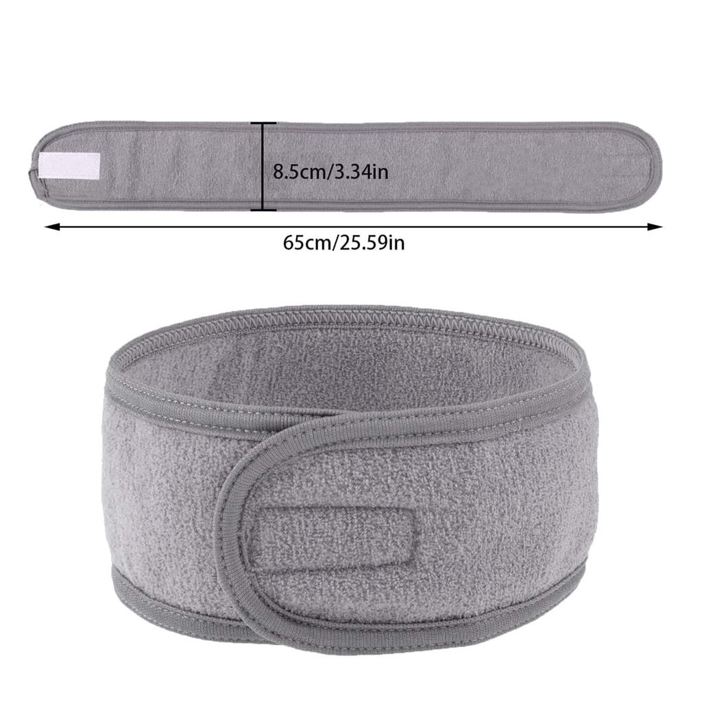 2Pcs Soft Spa Headband for Women, Adjustable Velcro Facial Headbands, Absorbent Terry Cloth Hair Bands for Face Washing, Skincare