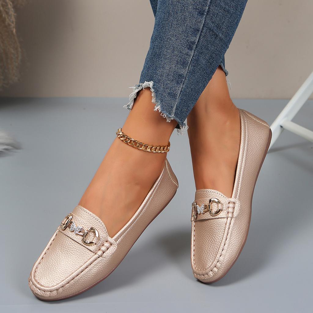 Fashion Women's Casual Coat Metal Chain Decorative Flat Shoes 2025 Spring and Autumn New Fashion Comfortable Low-cut Shoes Zapatos Mujer