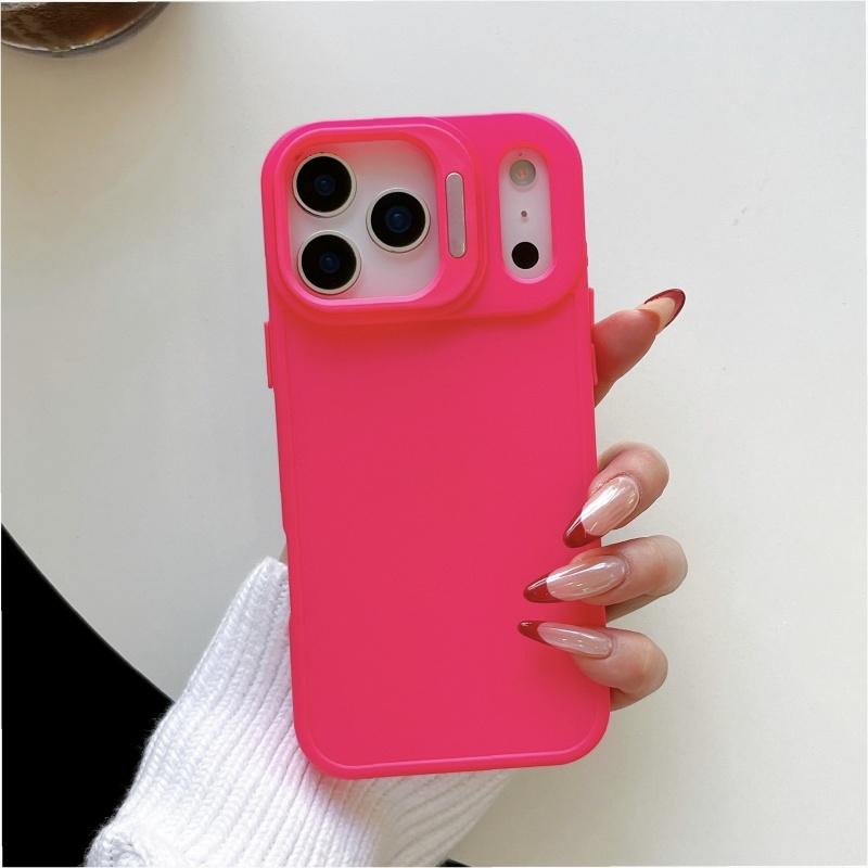 Fashion Fluorescent Candy Color Hide Lens Stand Phone Case For iPhone 17 Air 16 E 15 14 13 Pro Max Plus Bracket Anti-fall Cover