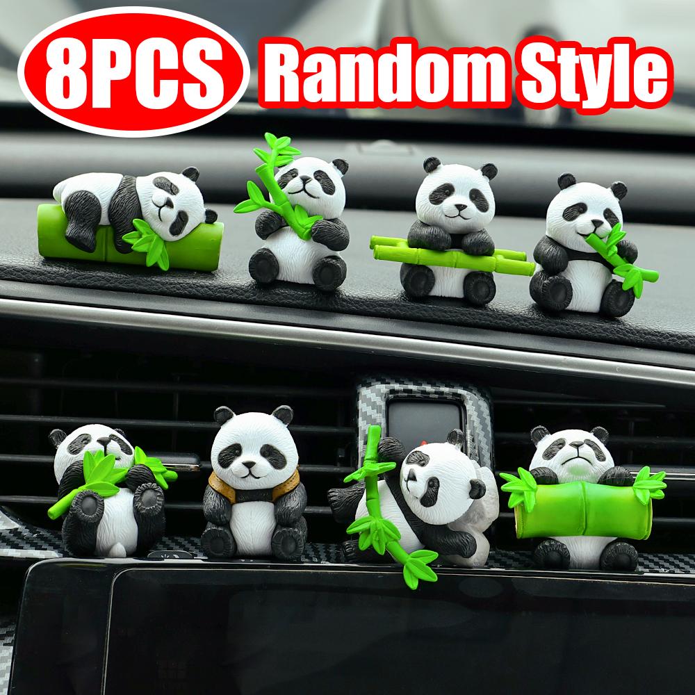 Panda Auto-Schmuck 3D Simuliert Niedliche Pandas Essen Bambus Kunststoff Sturzschutz Dekoration Auto Armaturenbrett Schreibtisch DIY Schmuck