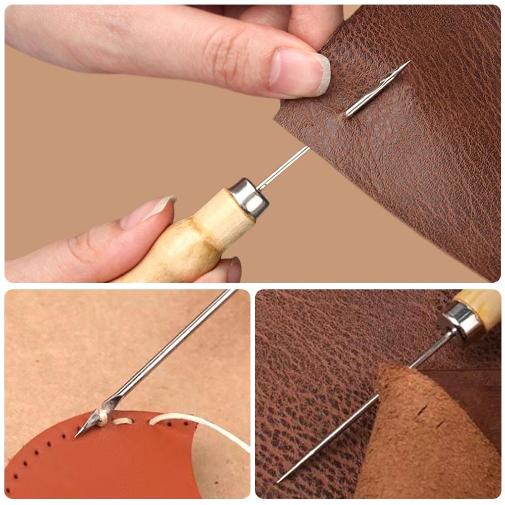 SW Handmade Crochet Leather Punch Tool Awl Cone Straight Head Elbow Center Hole DIY Sewing Parts Shoe Repair Candle Making Tools