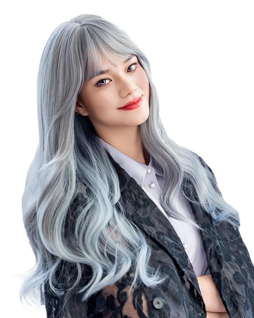 SUN9 Wig Long Wig Wig Women Cosplay Lolita Curly Hair Wig Crossdressing Women Full Wig Small Face Natural Heat Resistant Net Gift Box Included Smoke