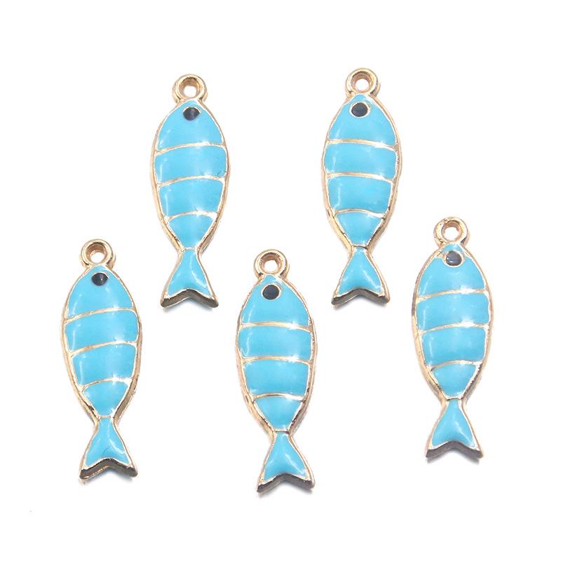 Colorful Enamel Fish Pendant DIY Metal Frame Ocean Charm