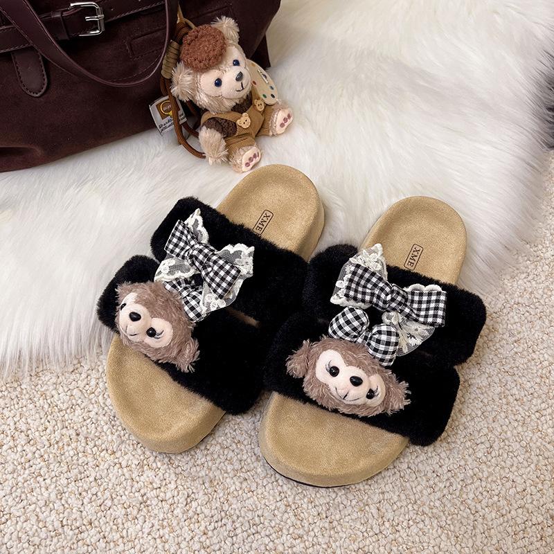 Vielseitige Cartoon-Animation Milch Huhu Mao Baotou Drag Damen Schuhe Herbst und Winter Mode Casual Stil Bequeme Hausschuhe