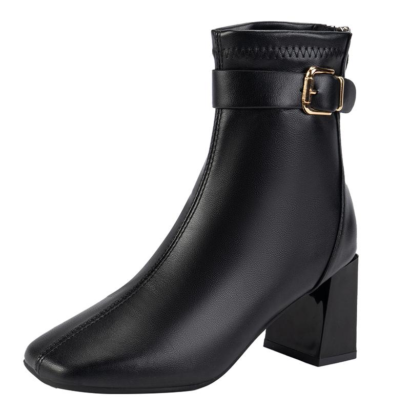 Fashion Aphixta 7cm High Heel Black Modern Boots Warm Lining Ankle Boots Women Winter Snow Boot Zip Shoes botas mujer botines Big Size42